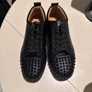 Christian Louboutin Louis Junior Spikes Flat Black Leather Sneakers